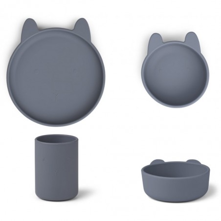 Set vaisselle Cyrus Rabit en silicone - Set de 3 - Bleu