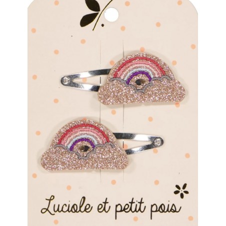 Barrette paire - arc en ciel multicolore