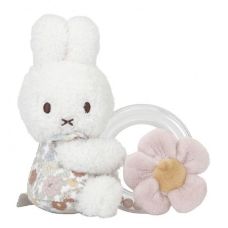 Hochet Miffy avec anneau - Vintage Flowers