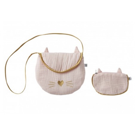 Sac et porte monnaie Chat - blush