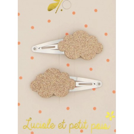 Barrettes paire - nuage rose