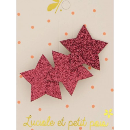 Barrette trois étoiles - Framboise