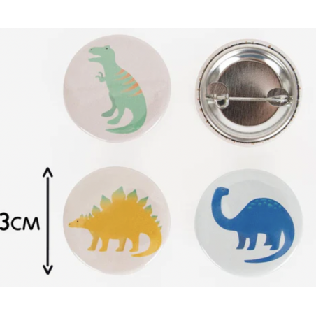 Anniversaire - Badge / Pin's - Thème Dinosaure -