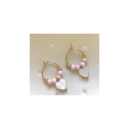 Boucles d'oreilles "Les Chanceuses Coeur " - Rose