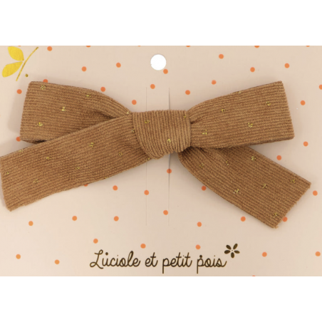 Barrette - noeud princesse - Ruban noisette