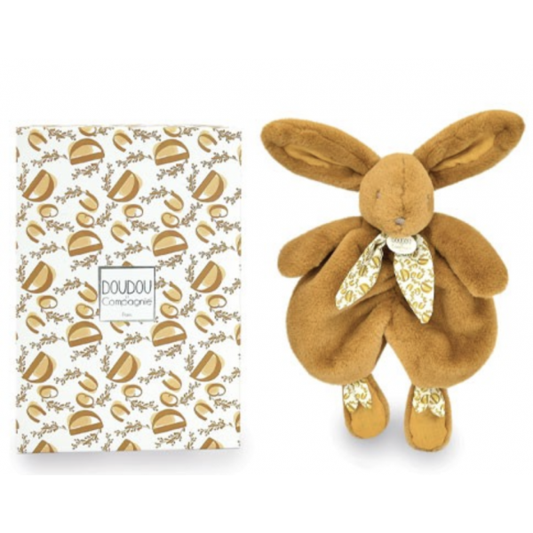 Doudou Lapin Plat - Ocre / Moutarde