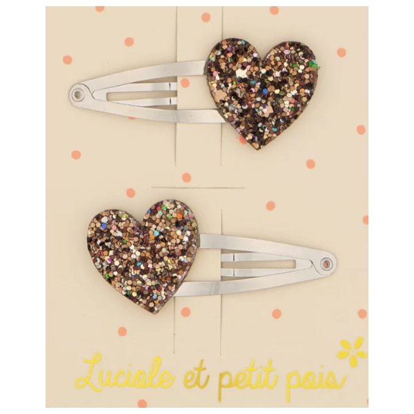 Barrettes - Paire - Coeurs Bronze