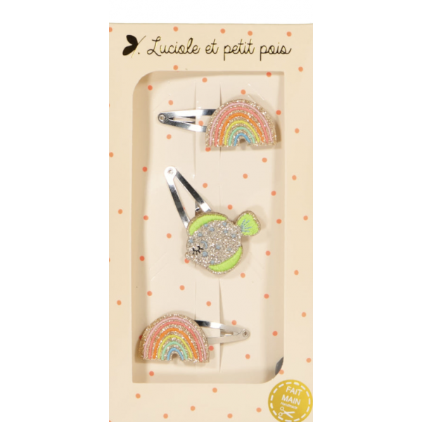 Coffret barrettes - Arcs-en-ciel / poisson à pois