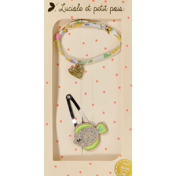 Coffret barrettes et bracelet - Poisson à pois / Bracelet Betsy