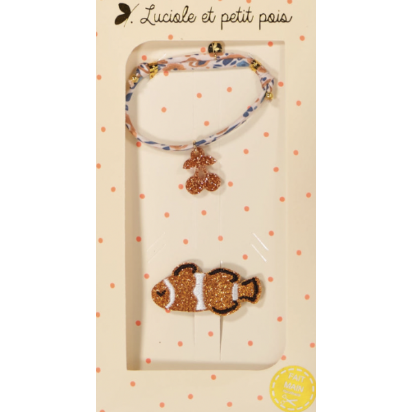 Coffret barrettes et bracelet - Poisson clown / Bracelet victoria