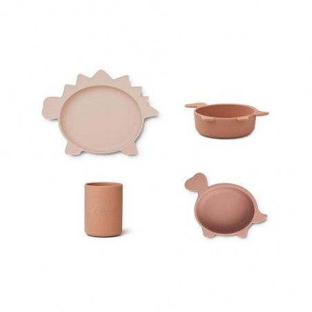 Set vaisselle Cyrus Dino en silicone - Set de 3 - Rose