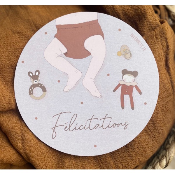 Carte ronde felicitations -bambino