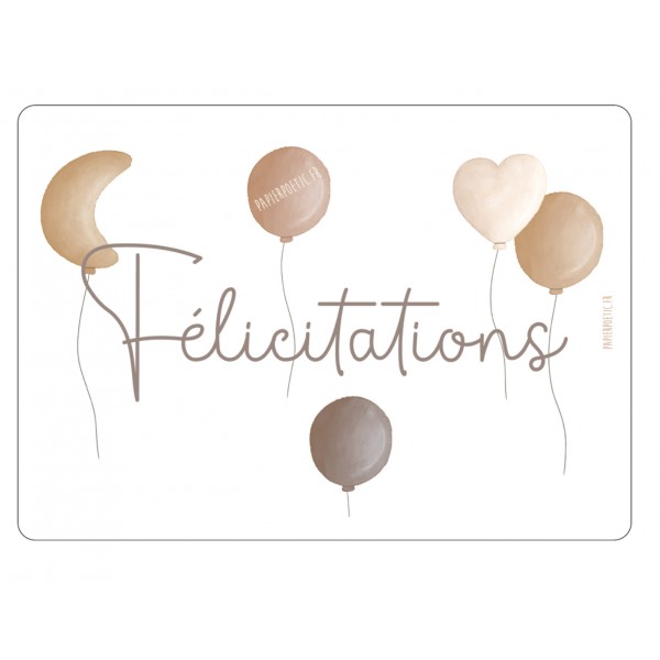 Carte felicitations -ballon lune