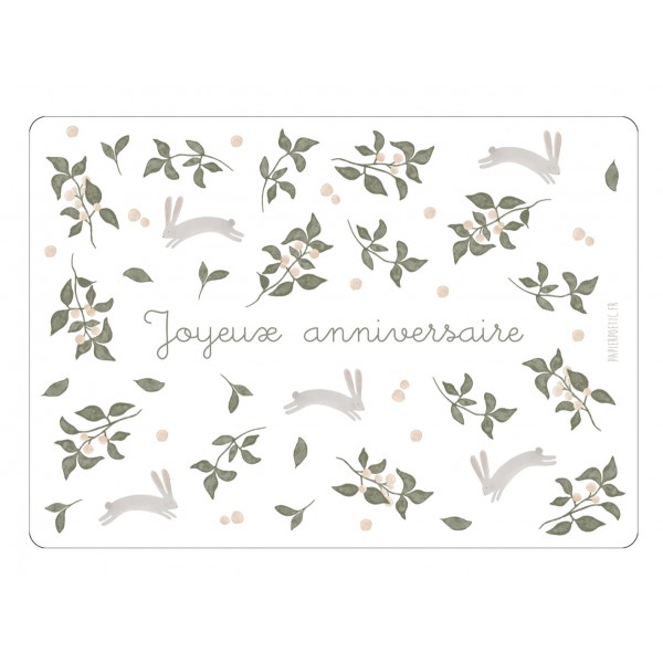 Carte joyeux anniversaire-lapins fleuris