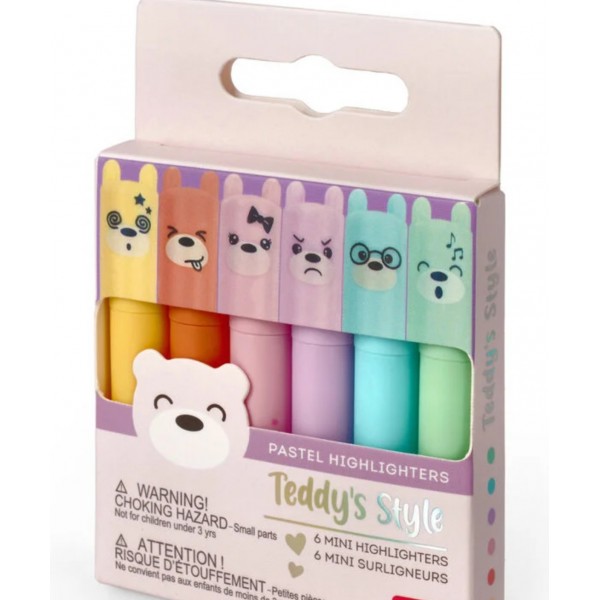 6 mini surligneurs Teddy’s style - pastel