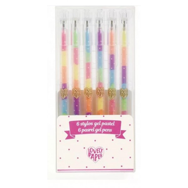 6 stylos gel pastel