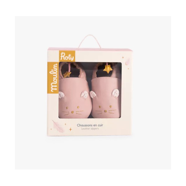 Chaussons cuir souris rose - La petite école de danse