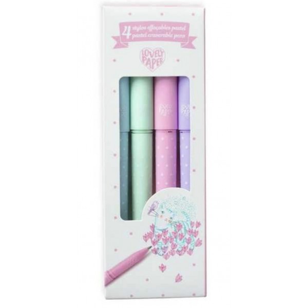 4 stylos effaçables pastel