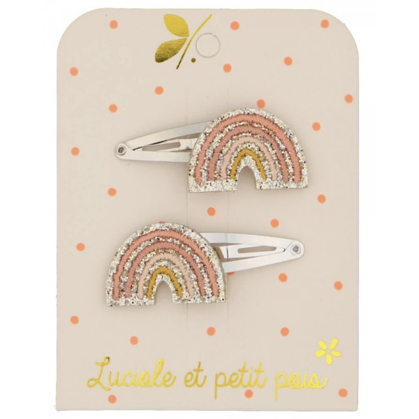 Barrettes - paire - Arc-en-ciel beige