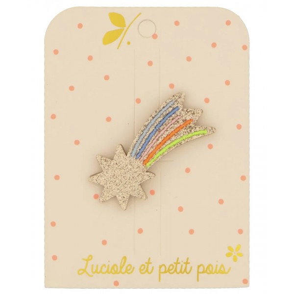 Barrette - étoile filante - multicolore jaune