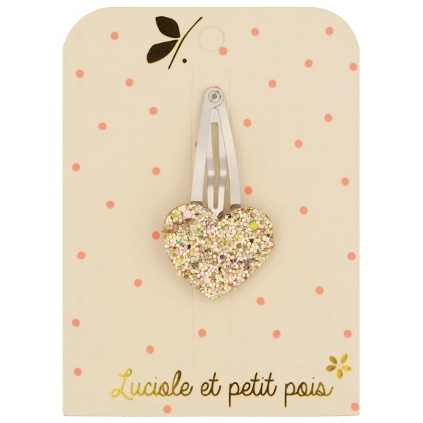 Barrette cœur doré multi