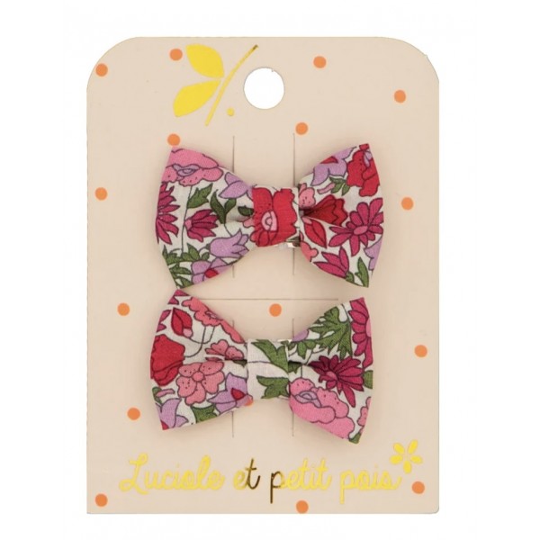 Barrettes Mini papillon - Liberty Crimson Pink paire