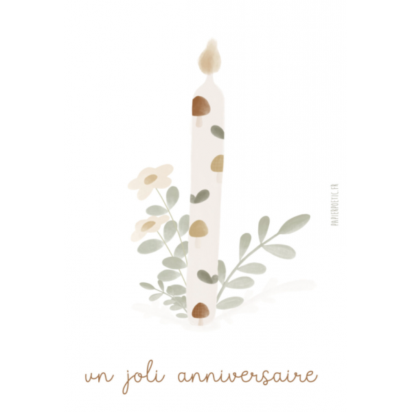 Carte Anniversaire - Bougie brindille