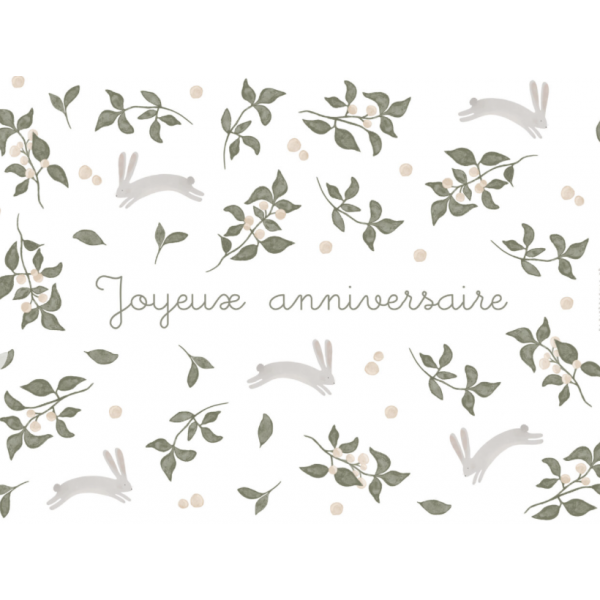 Carte Anniversaire - Lapins fleuris