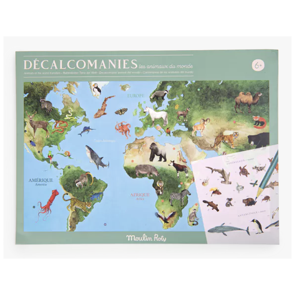 Mappemonde avec décalcomanies - Tout autour du monde