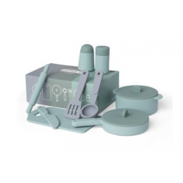 Set ustensiles de cuisine silicone vert et gris