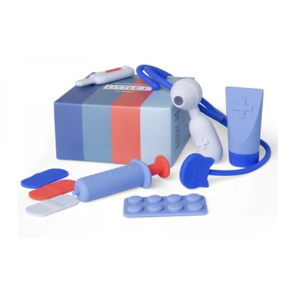 Set de docteur en silicone bleu et rouge