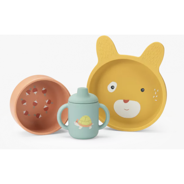 Set vaisselle silicone - Trois Petits Lapins