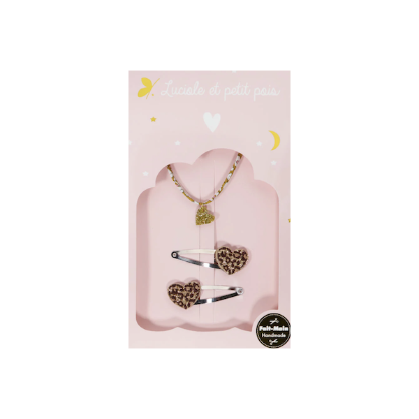 Coffret cadeau - Barrettes Coeurs Léo & Feather Meadow