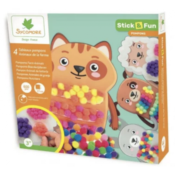 Stick'N Fun - Pompons - Animaux de la Ferme