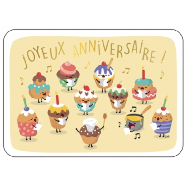 Carte - Joyeux anniversaire cupcakes