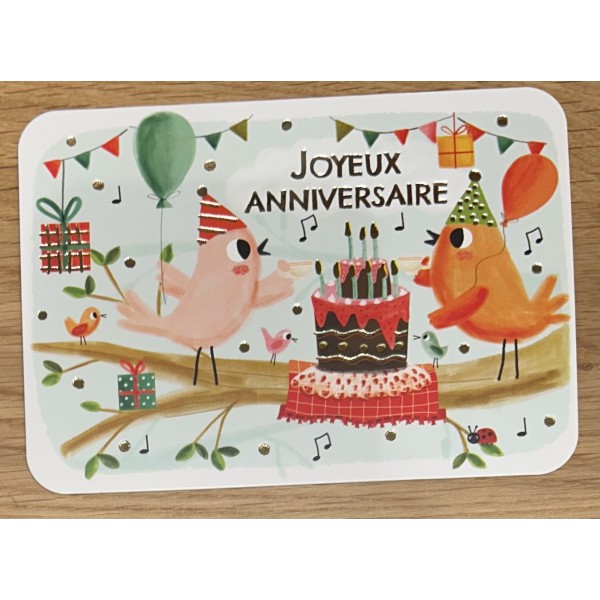 Carte - Joyeux anniversaire oiseaux