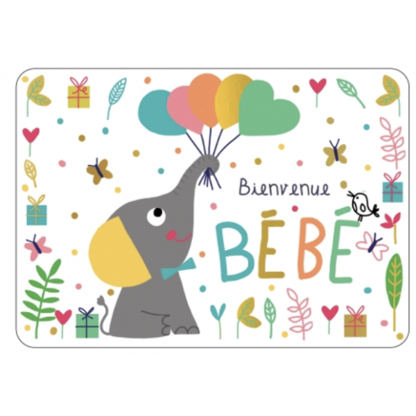 Carte - Bienvenue bébé éléphant