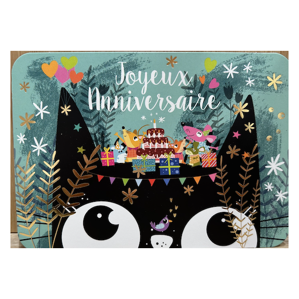 Carte - Joyeux anniversaire chat et souris