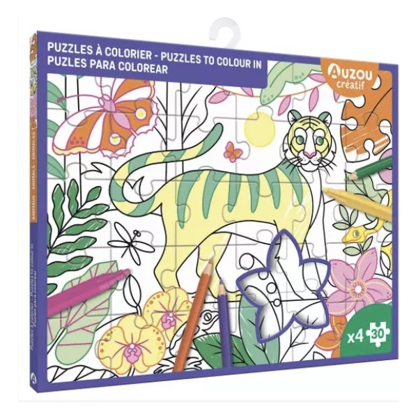 4 puzzles à colorier - Animaux