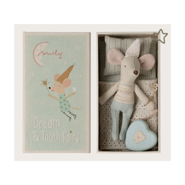 Souris Fée des dents - Petit Frère, dans sa boîte