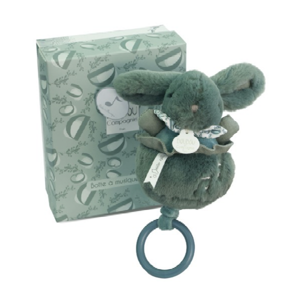 Lapin doudou - Boîte à musique Lapin vert sauge