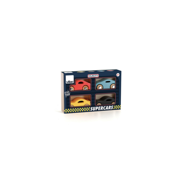 Coffret de 4 voitures en bois - Super cars