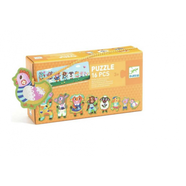 Puzzle - Grands et petits à la ferme 16 pièces