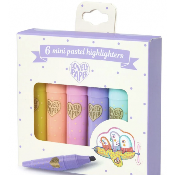 6 mini surligneurs pastel