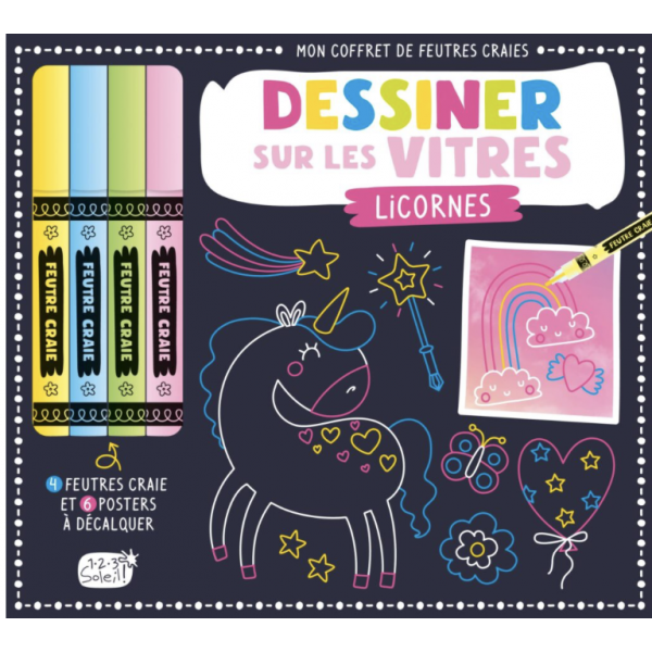 Dessiner sur les vitres - Licornes