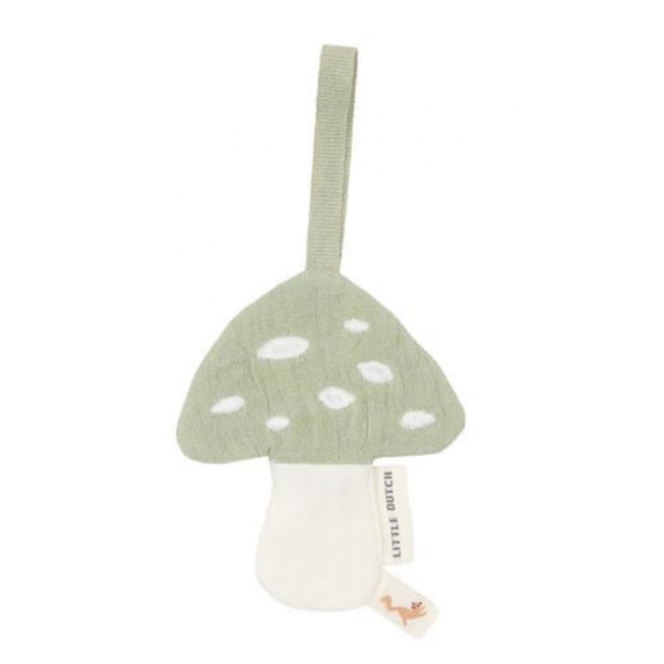 Doudou attache-tétine en gaze de coton - Champignon