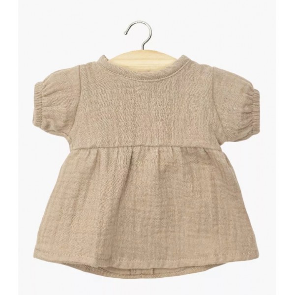Babies - Robe Faustine - Manches ballons en gaze de coton taupe