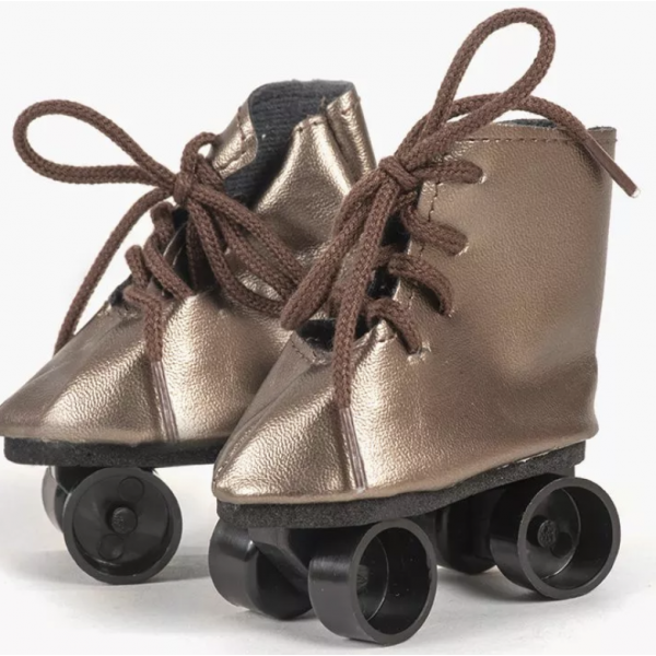 Paire de patins à roulettes en simili cuir mordoré