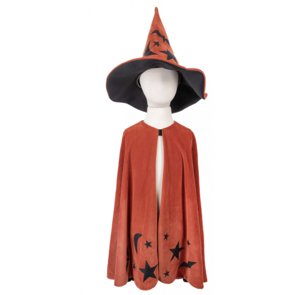 Déguisement - Cape de sorcier d'automne avec chapeau - T 4/6 ans
