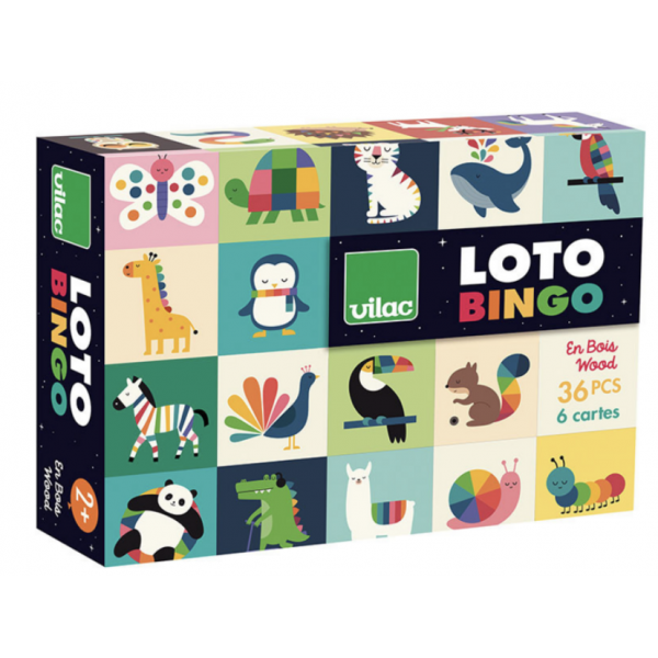 Loto en bois - Animaux arc en ciel